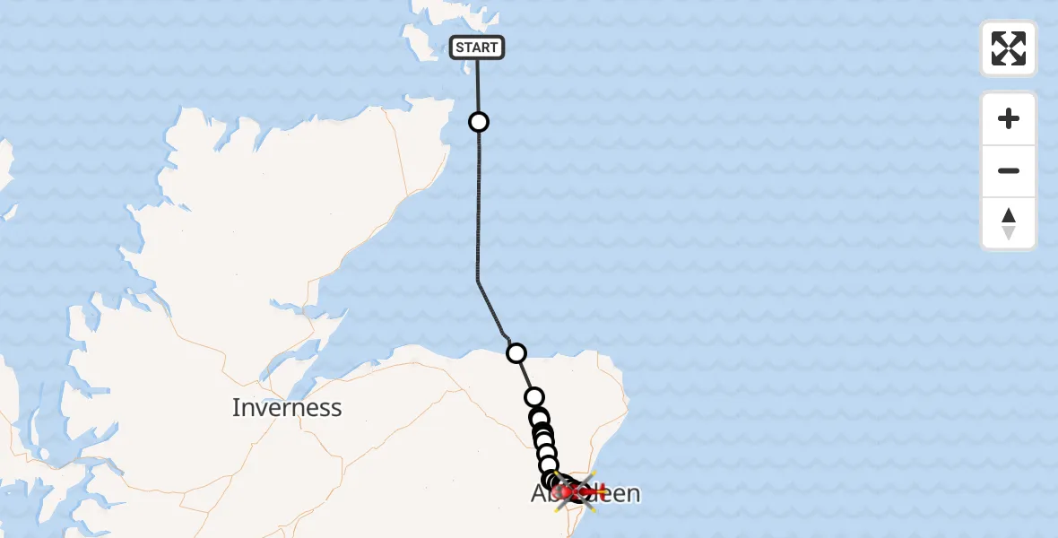 Flight route Air Ambulance Helicopter North Atlantic Ocean - Midstocket, 22 July 2026, 13:43