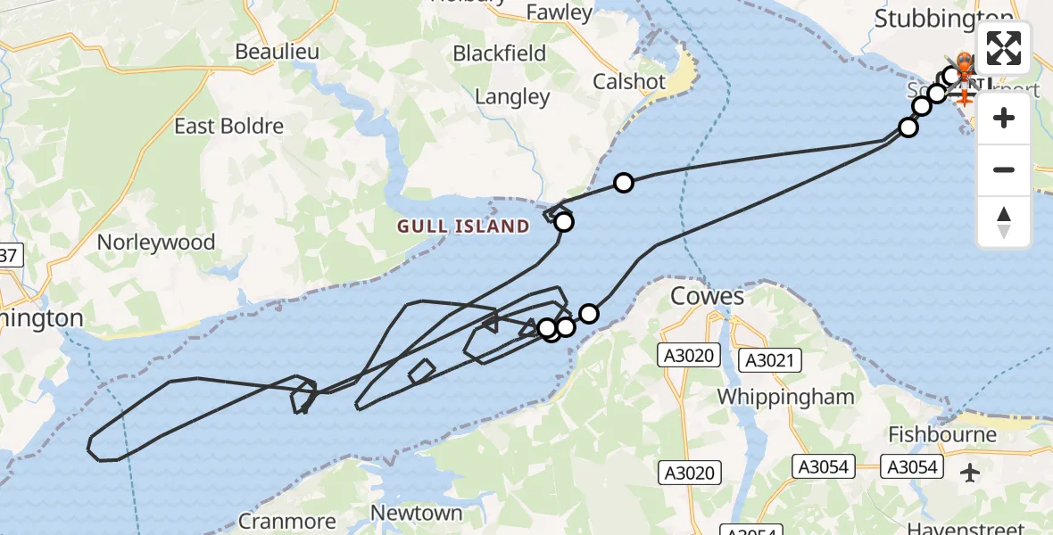 Flight route Coastguard Helicopter Solent Airport - Solent Airport, 22 July 2026, 14:08