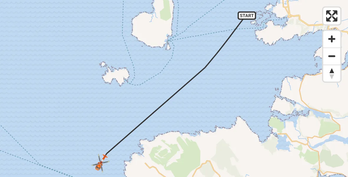 Flight route Coastguard Helicopter Inner Seas - Inner Seas, 22 July 2026, 14:26