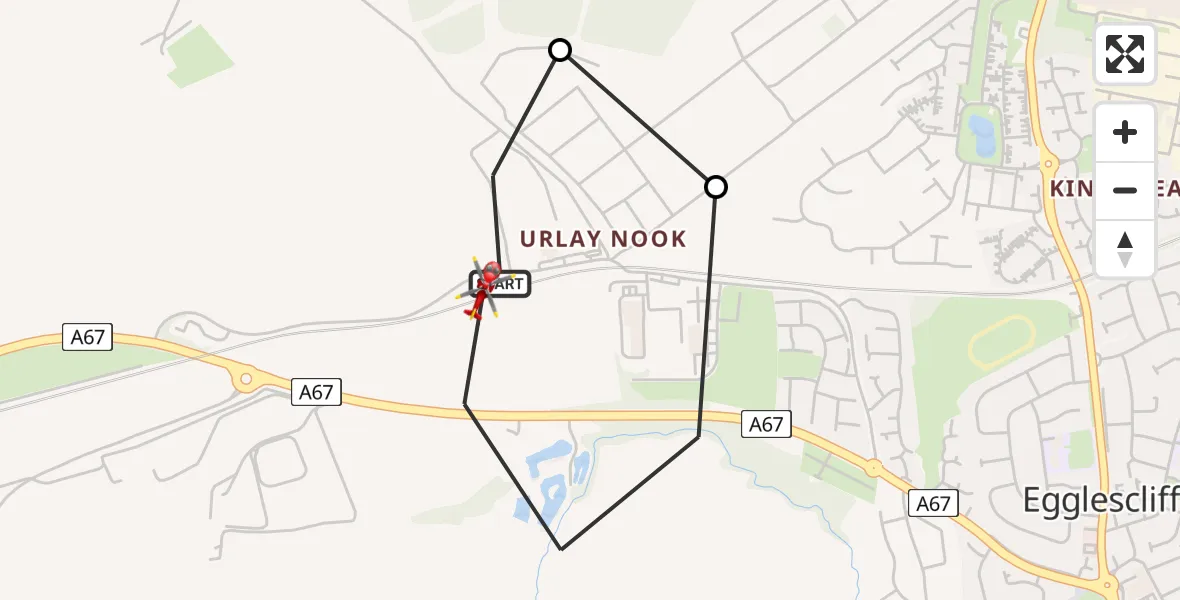 Flight route Air Ambulance Helicopter Egglescliffe - Egglescliffe, 22 July 2026, 14:31
