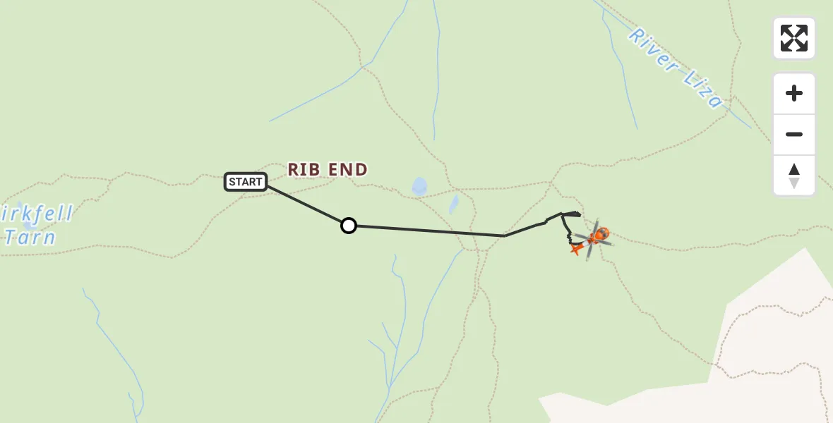 Flight route Coastguard Helicopter Wasdale - Ennerdale and Kinniside, 22 July 2026, 14:44