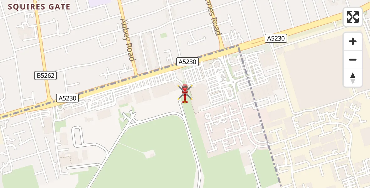 Flight route Air Ambulance Helicopter Blackpool Airport - Blackpool Airport, 22 July 2026, 15:27