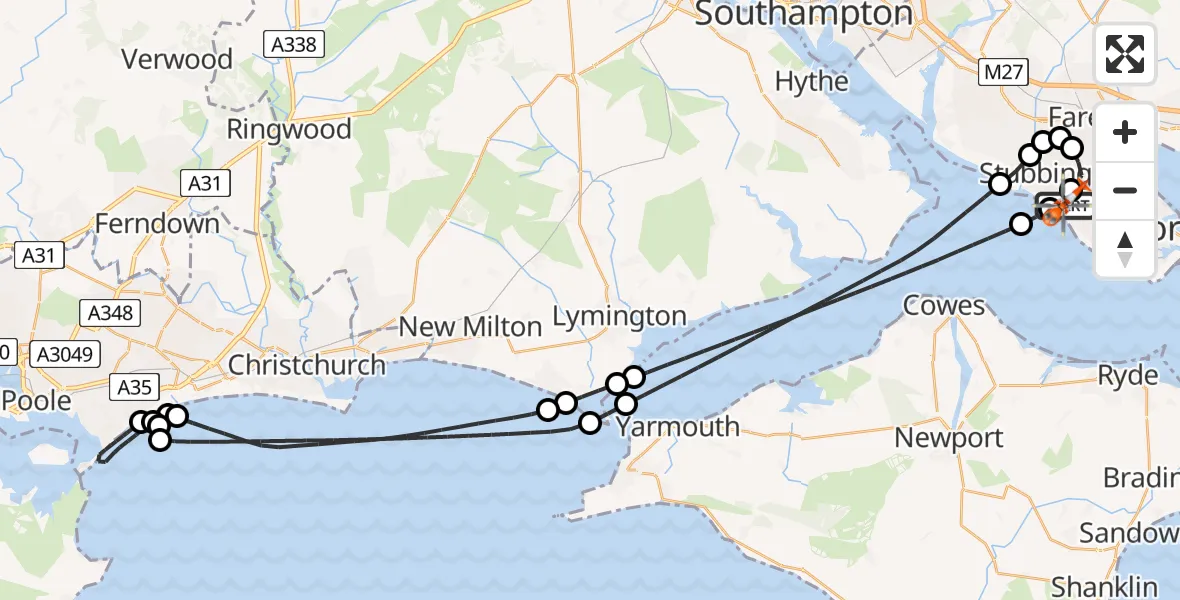 Flight route Coastguard Helicopter Solent Airport - Solent Airport, 22 July 2026, 15:58