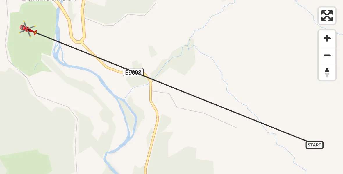 Flight route Air Ambulance Helicopter Moray - Ballindalloch, 22 July 2026, 16:28