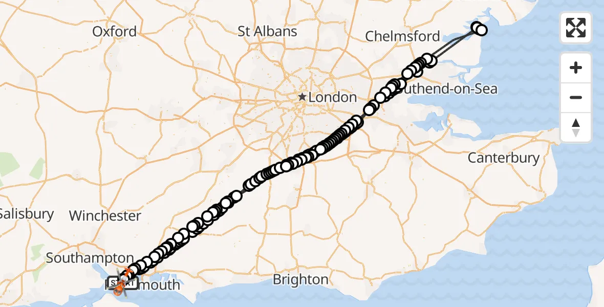 Flight route Coastguard Helicopter Solent Airport - Solent Airport, 22 July 2026, 17:06