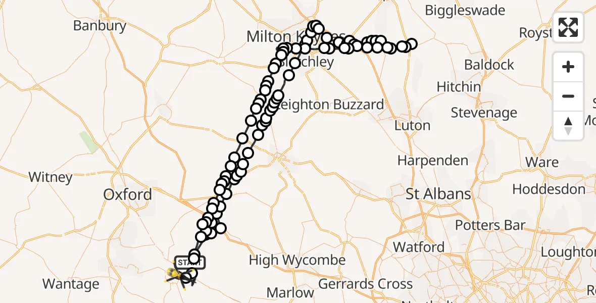 Flight route Police Helicopter Ewelme - Crowmarsh Gifford, 22 July 2026, 17:16