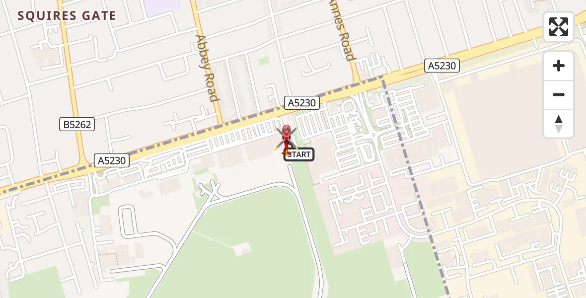 Flight route Air Ambulance Helicopter Blackpool Airport - Blackpool Airport, 22 July 2026, 19:25