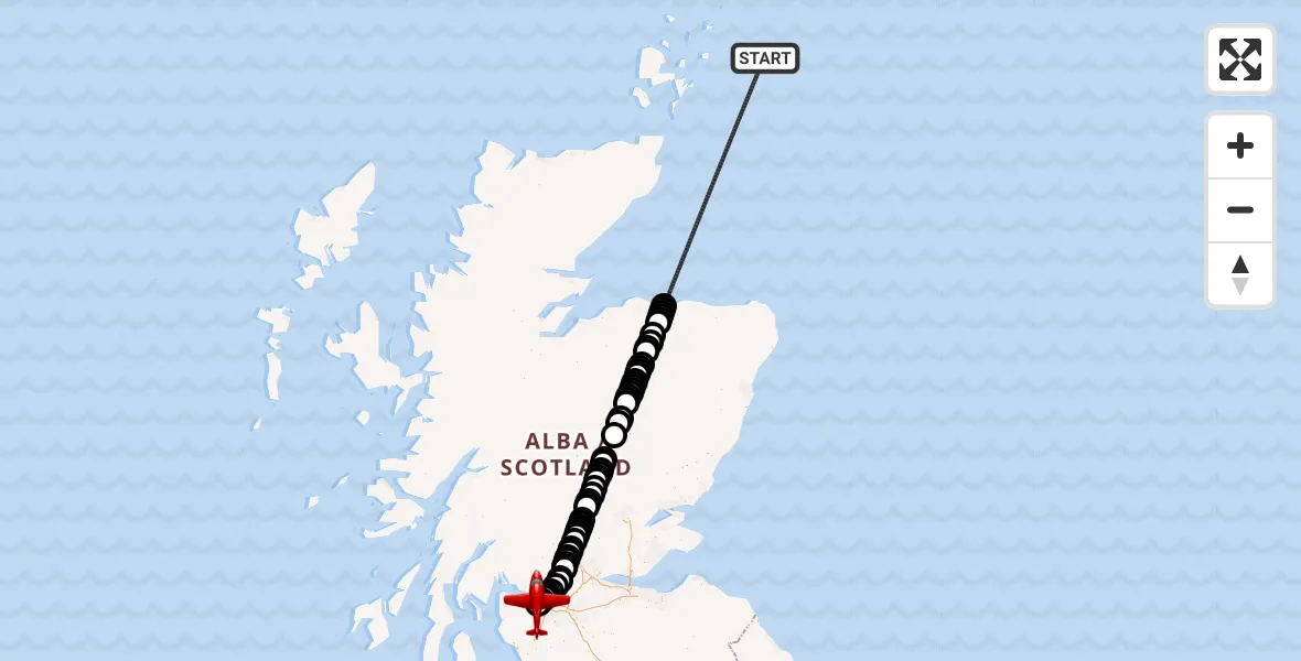 Flight route Air Ambulance Aircraft North Sea - Glasgow Airport, 22 July 2026, 20:25