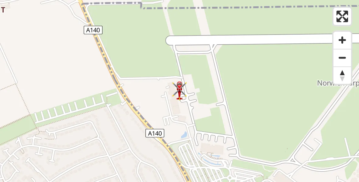 Flight route Air Ambulance Helicopter Norwich Airport - Norwich Airport, 22 July 2026, 21:35