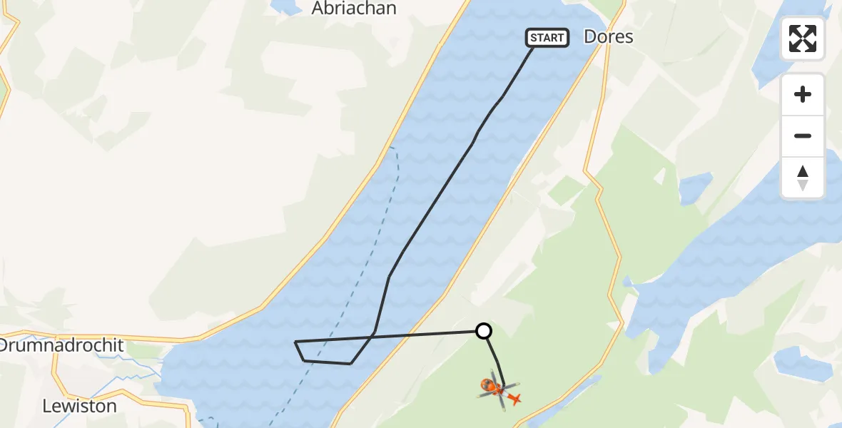 Flight route Coastguard Helicopter Loch Ness - Highland, 23 July 2026, 09:13