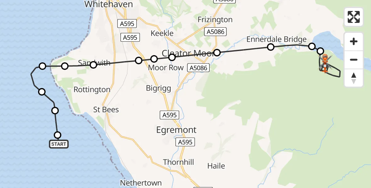 Flight route Coastguard Helicopter Irish Sea - Ennerdale and Kinniside, 23 July 2026, 12:16
