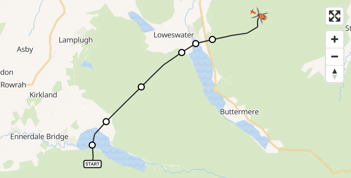 Flight route Coastguard Helicopter Ennerdale and Kinniside - Buttermere, 23 July 2026, 12:33