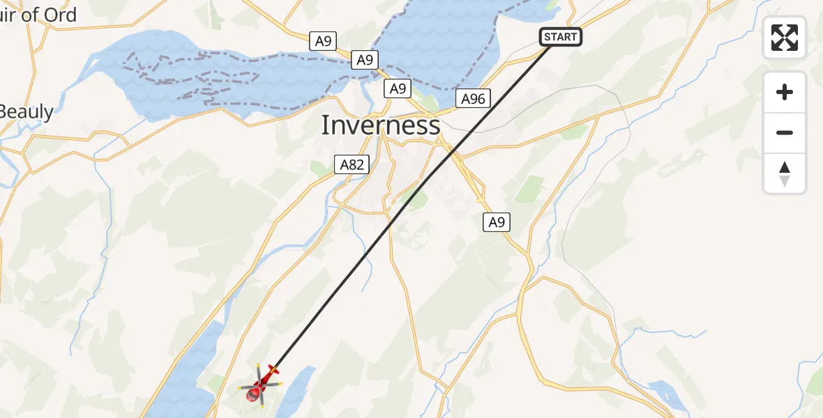 Flight route Air Ambulance Helicopter Inverness - Inverness, 23 July 2026, 13:20