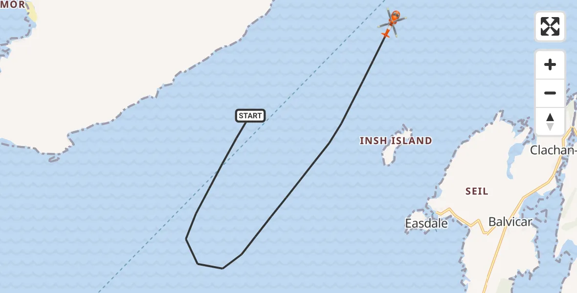 Flight route Coastguard Helicopter Inner Seas - Inner Seas, 23 July 2026, 14:05