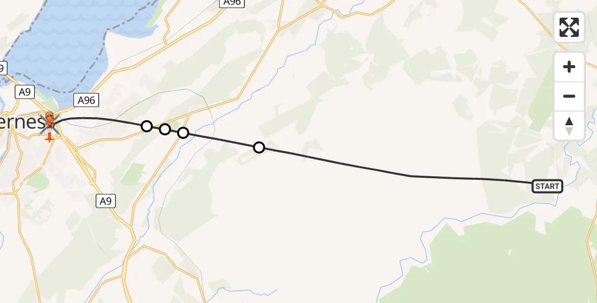 Flight route Coastguard Helicopter Highland - Inverness, 23 July 2026, 18:07