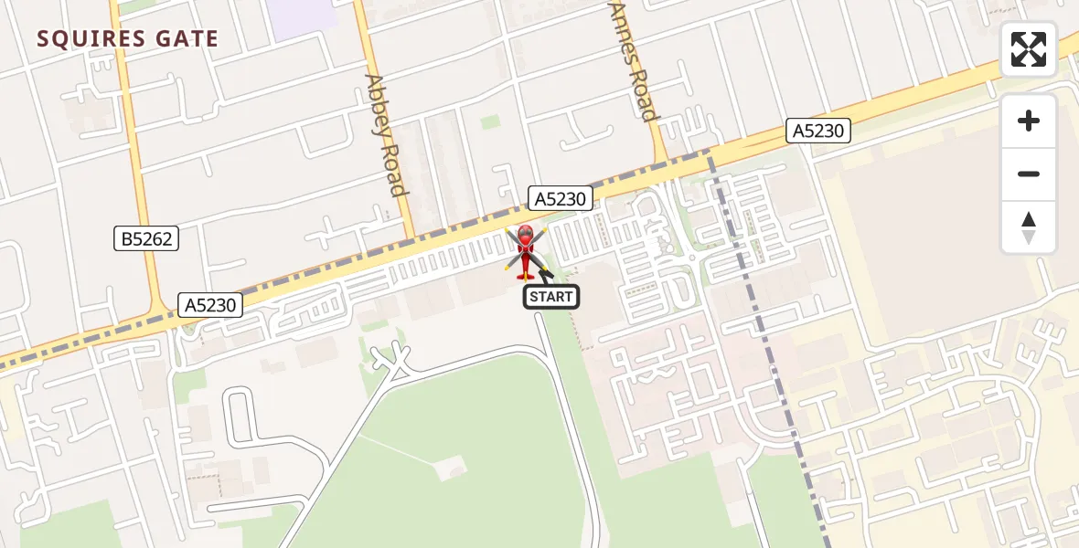 Flight route Air Ambulance Helicopter Blackpool Airport - Blackpool Airport, 23 July 2026, 18:30
