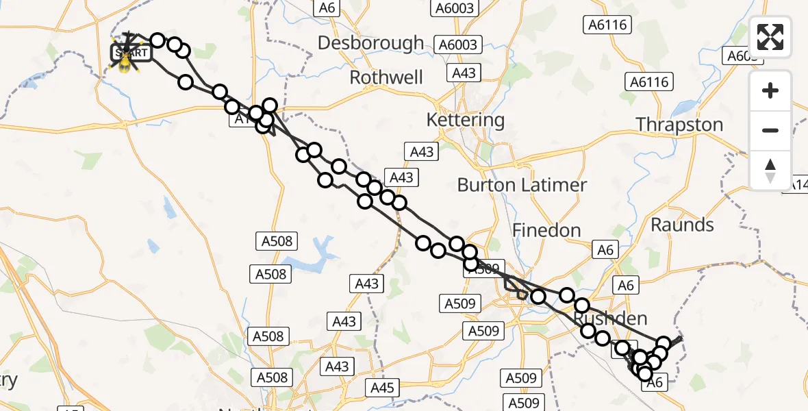 Flight route Police Helicopter Sibbertoft - Sibbertoft, 23 July 2026, 20:21
