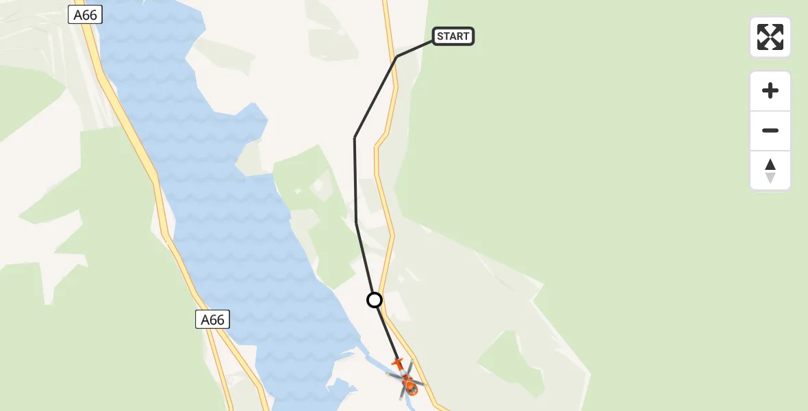 Flight route Coastguard Helicopter Bassenthwaite - Underskiddaw, 23 July 2026, 20:42