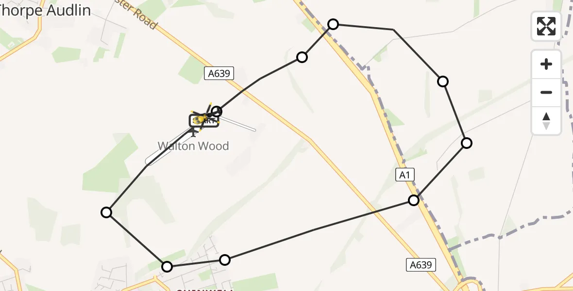 Flight route Police Helicopter Walton Wood Airfield - Walton Wood Airfield, 23 July 2026, 22:16
