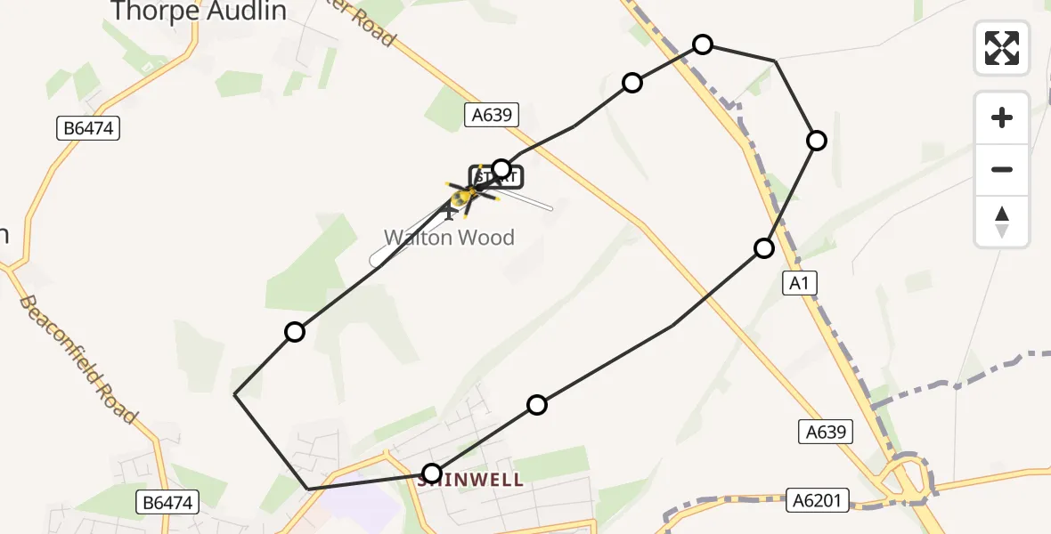 Flight route Police Helicopter Walton Wood Airfield - Walton Wood Airfield, 23 July 2026, 22:20