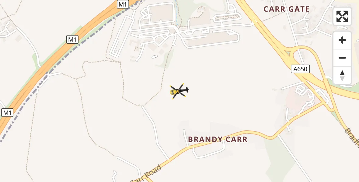 Flight route Police Helicopter East Ardsley - East Ardsley, 23 July 2026, 22:36