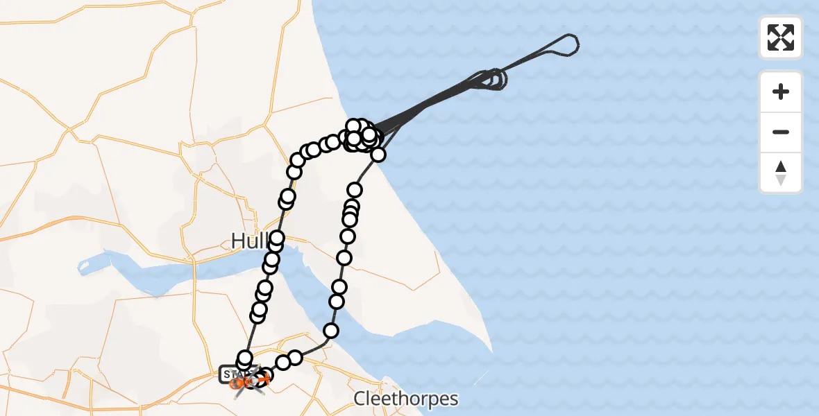 Flight route Coastguard Helicopter Melton Ross - Humberside Airport, 24 July 2026, 08:40