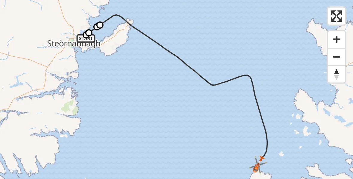 Flight route Coastguard Helicopter Stornoway Airport - Inner Seas, 24 July 2026, 08:47