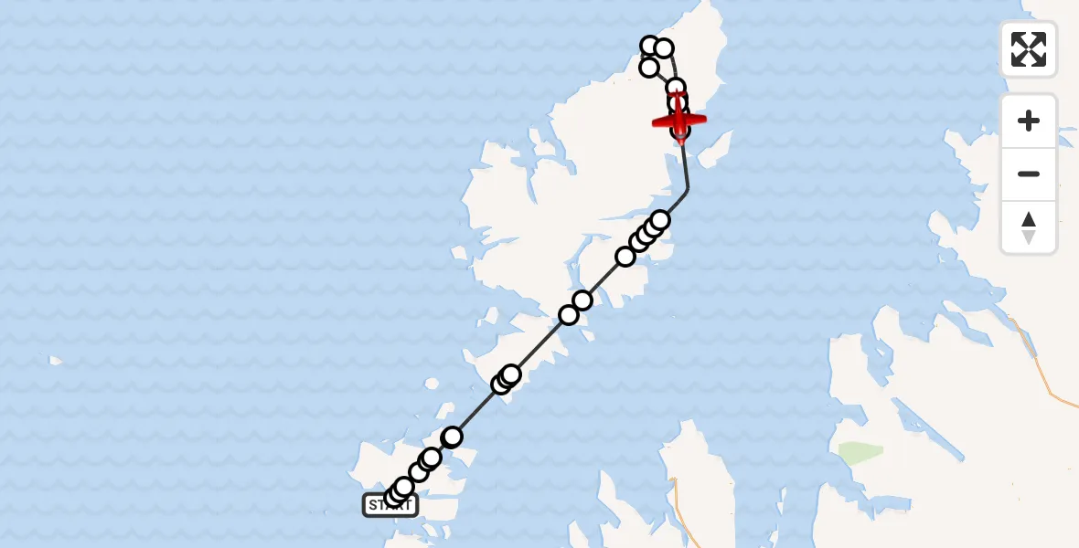 Flight route Air Ambulance Aircraft North Atlantic Ocean - Col Uarach, 24 July 2026, 09:37