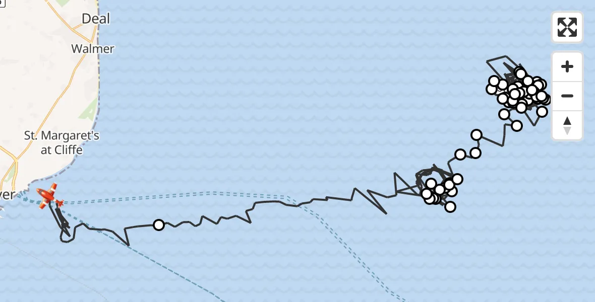 Flight route Coastguard Drone North Sea - English Channel, 24 July 2026, 09:50