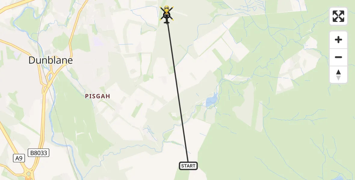 Flight route Police Helicopter Bridge of Allan - Dunblane, 24 July 2026, 10:19