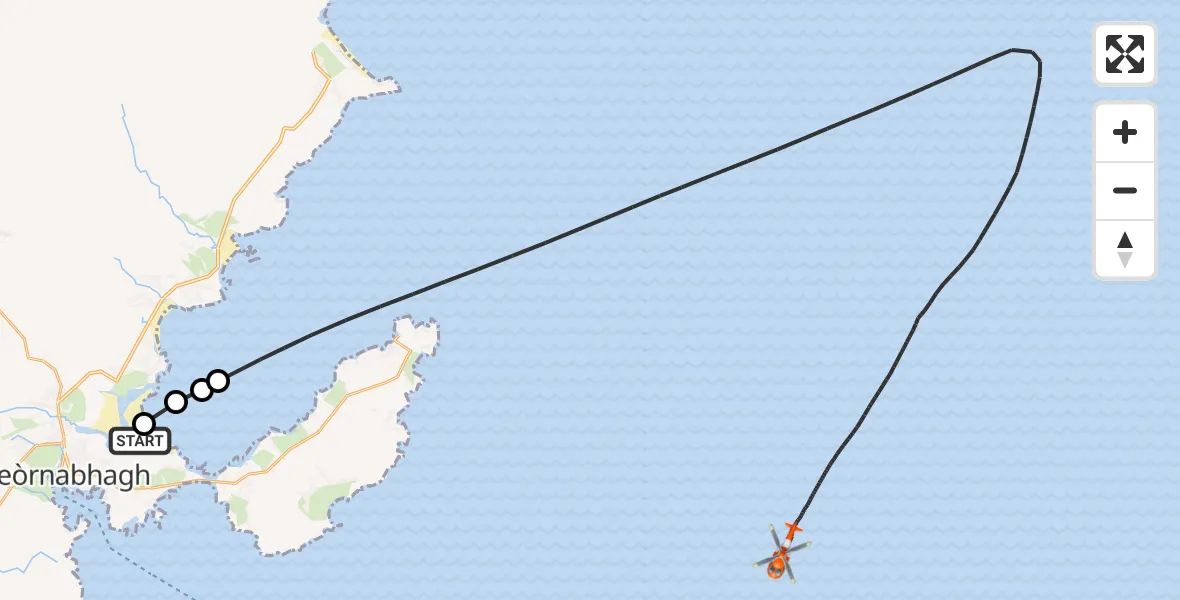 Flight route Coastguard Helicopter Stornoway Airport - Inner Seas, 24 July 2026, 14:03