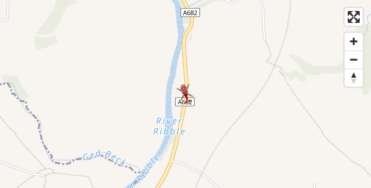 Flight route Air Ambulance Helicopter Hellifield - Hellifield, 24 July 2026, 14:39