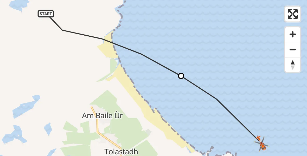 Flight route Coastguard Helicopter Am Baile Ùr - Inner Seas, 24 July 2026, 15:11