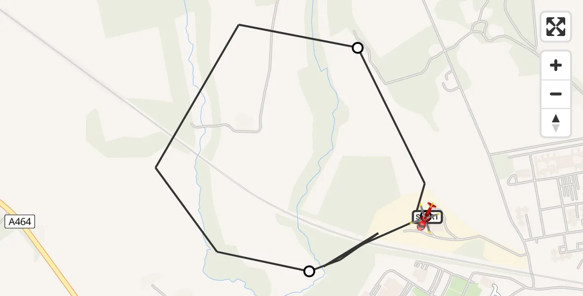 Flight route Air Ambulance Helicopter RAF Cosford - Cosford, 24 July 2026, 17:40