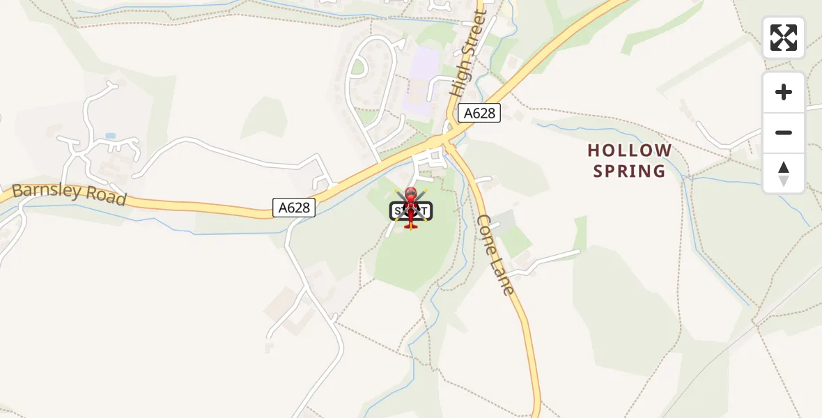 Flight route Air Ambulance Helicopter Barnsley - Barnsley, 24 July 2026, 17:43