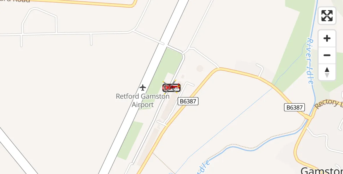 Flight route Air Ambulance Helicopter Retford Gamston Airport - Retford Gamston Airport, 24 July 2026, 18:19
