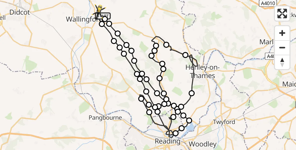 Flight route Police Helicopter Benson - Crowmarsh Gifford, 24 July 2026, 23:01