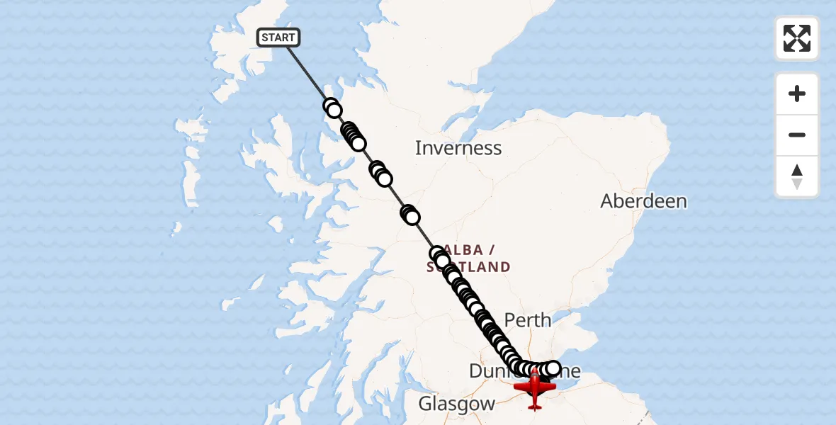 Flight route Air Ambulance Aircraft Inner Seas - Edinburgh Airport, 25 July 2026, 01:04