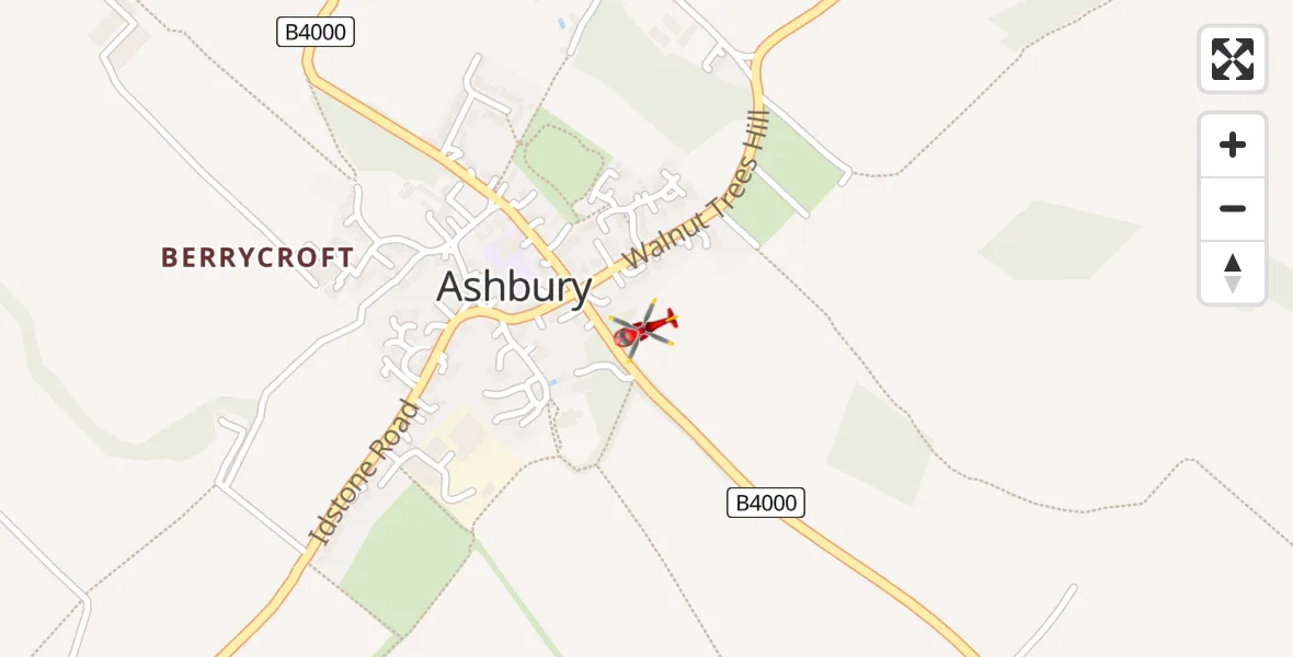 Flight route Air Ambulance Helicopter Ashbury - Ashbury, 25 July 2026, 07:47