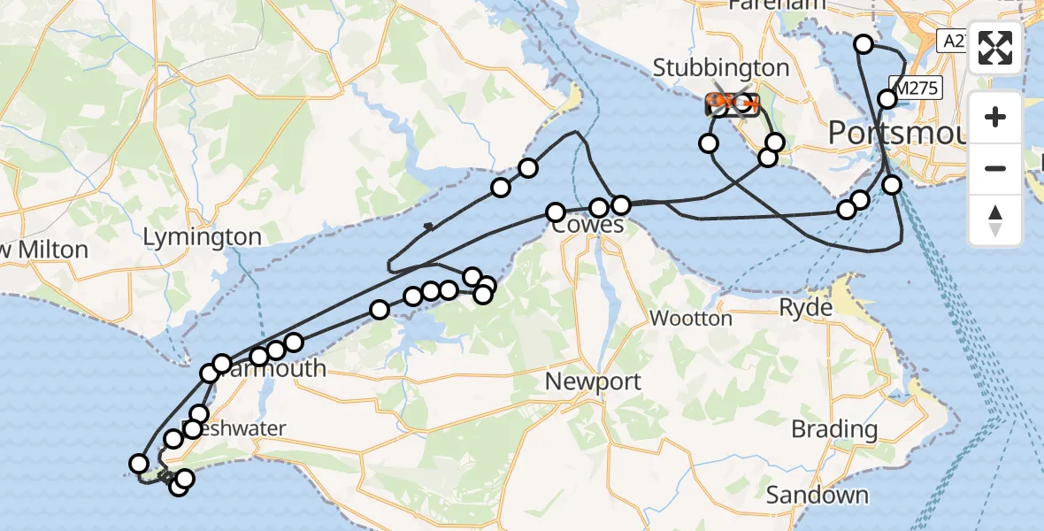Flight route Coastguard Helicopter Solent Airport - Solent Airport, 25 July 2026, 09:11