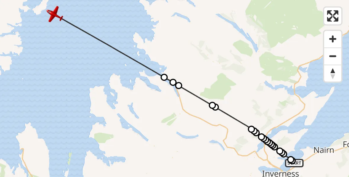 Flight route Air Ambulance Aircraft Inverness - Inner Seas, 25 July 2026, 12:24
