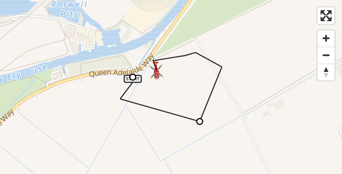Flight route Air Ambulance Helicopter Queen Adelaide - Queen Adelaide, 25 July 2026, 13:22
