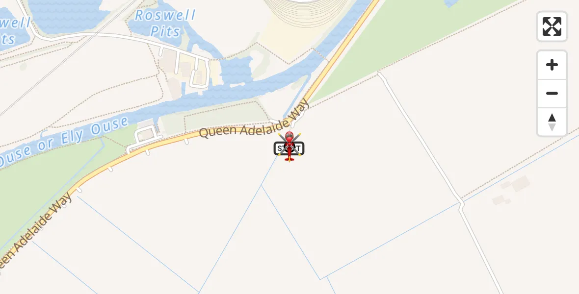 Flight route Air Ambulance Helicopter Queen Adelaide - Stuntney, 25 July 2026, 13:27