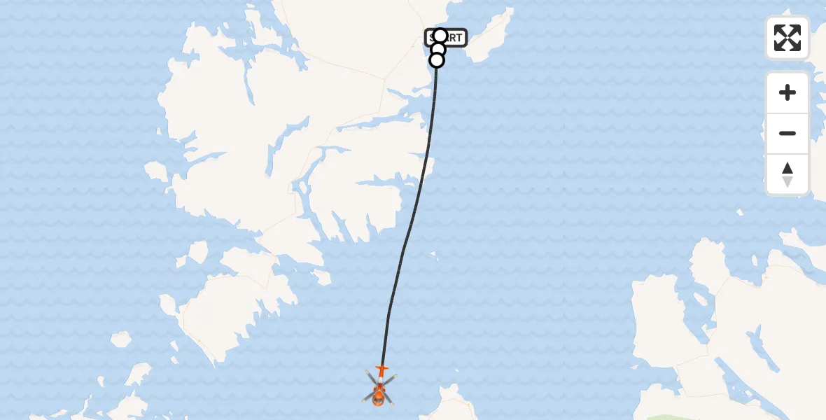 Flight route Coastguard Helicopter Stornoway Airport - Inner Seas, 25 July 2026, 13:33
