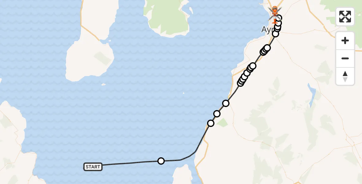 Flight route Coastguard Helicopter Irish Sea - Glasgow Prestwick Airport, 25 July 2026, 14:01