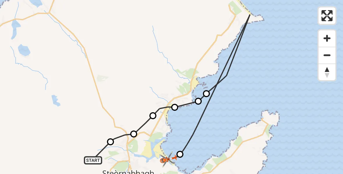 Flight route Coastguard Helicopter Bruach Màiri - Mealabost, 25 July 2026, 15:17