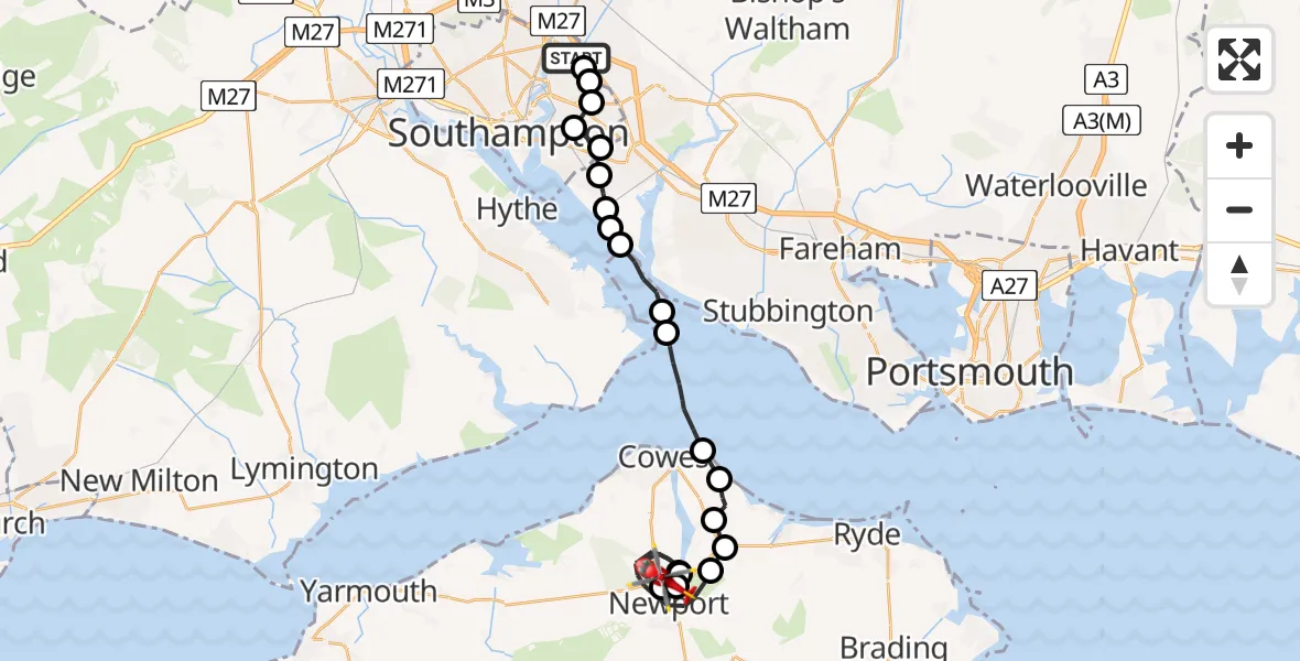 Flight route Air Ambulance Helicopter Townhill Park - Newport, 25 July 2026, 15:58