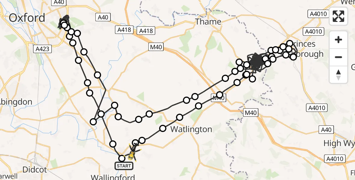 Flight route Police Helicopter RAF Benson - RAF Benson, 25 July 2026, 17:48