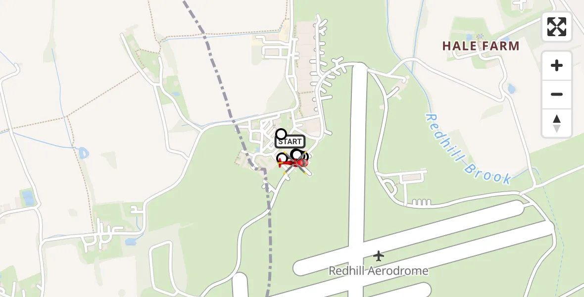 Flight route Air Ambulance Helicopter Redhill Aerodrome - Salfords, 25 July 2026, 20:02