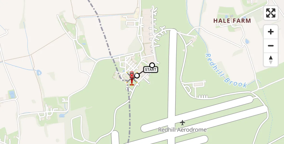 Flight route Air Ambulance Helicopter Redhill Aerodrome - Salfords, 25 July 2026, 20:13